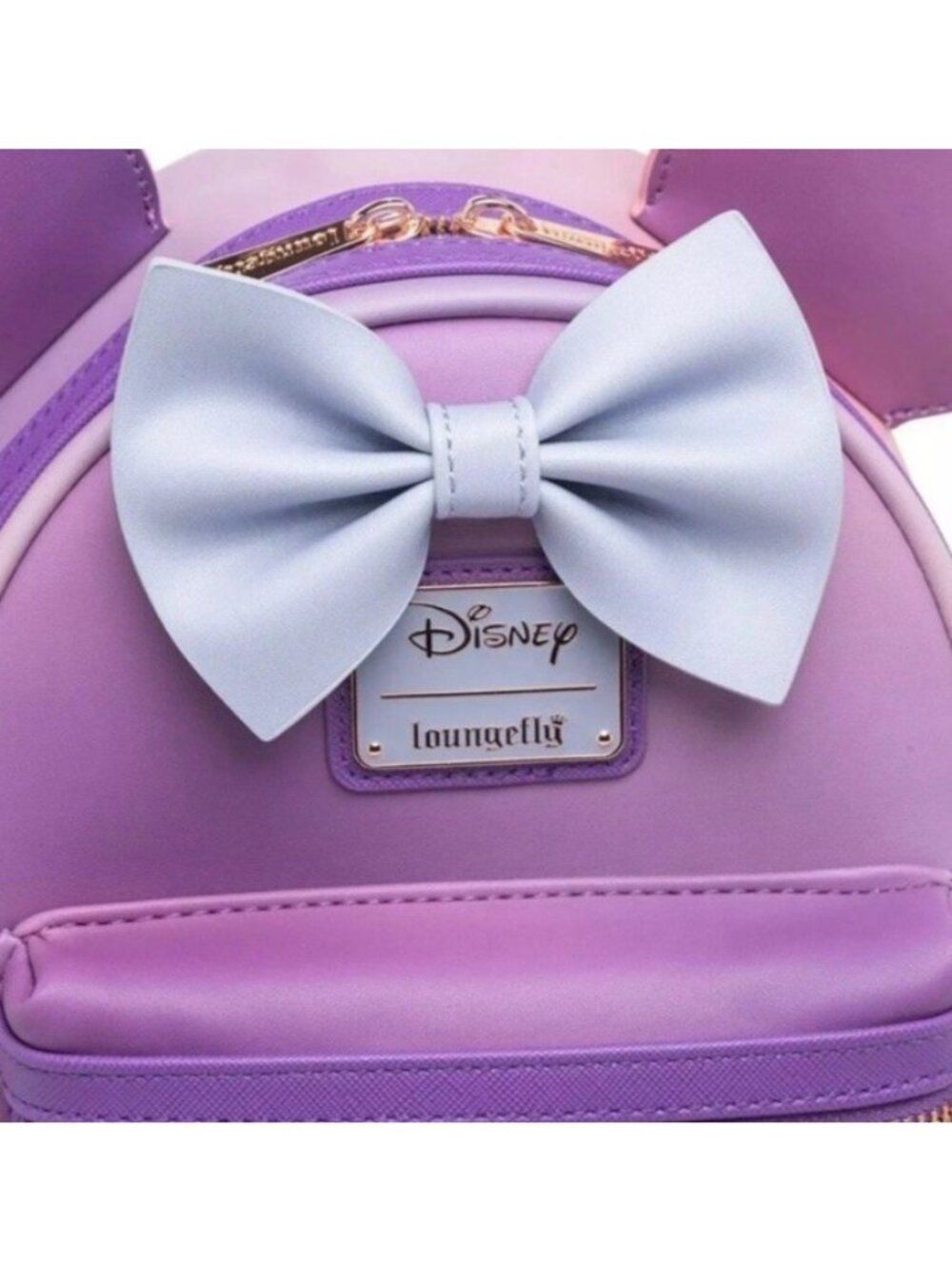 Loungefly Disney Minnie Mouse Purple Quilted Mini Backpack Lavendar Haze Bow NWT - Picture 2 of 7